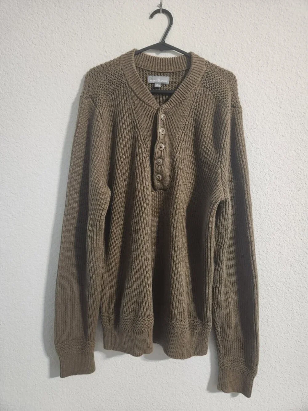 L.L. Bean Signature Men’s Cotton Ribbed Knit Sweater Olive Green size small